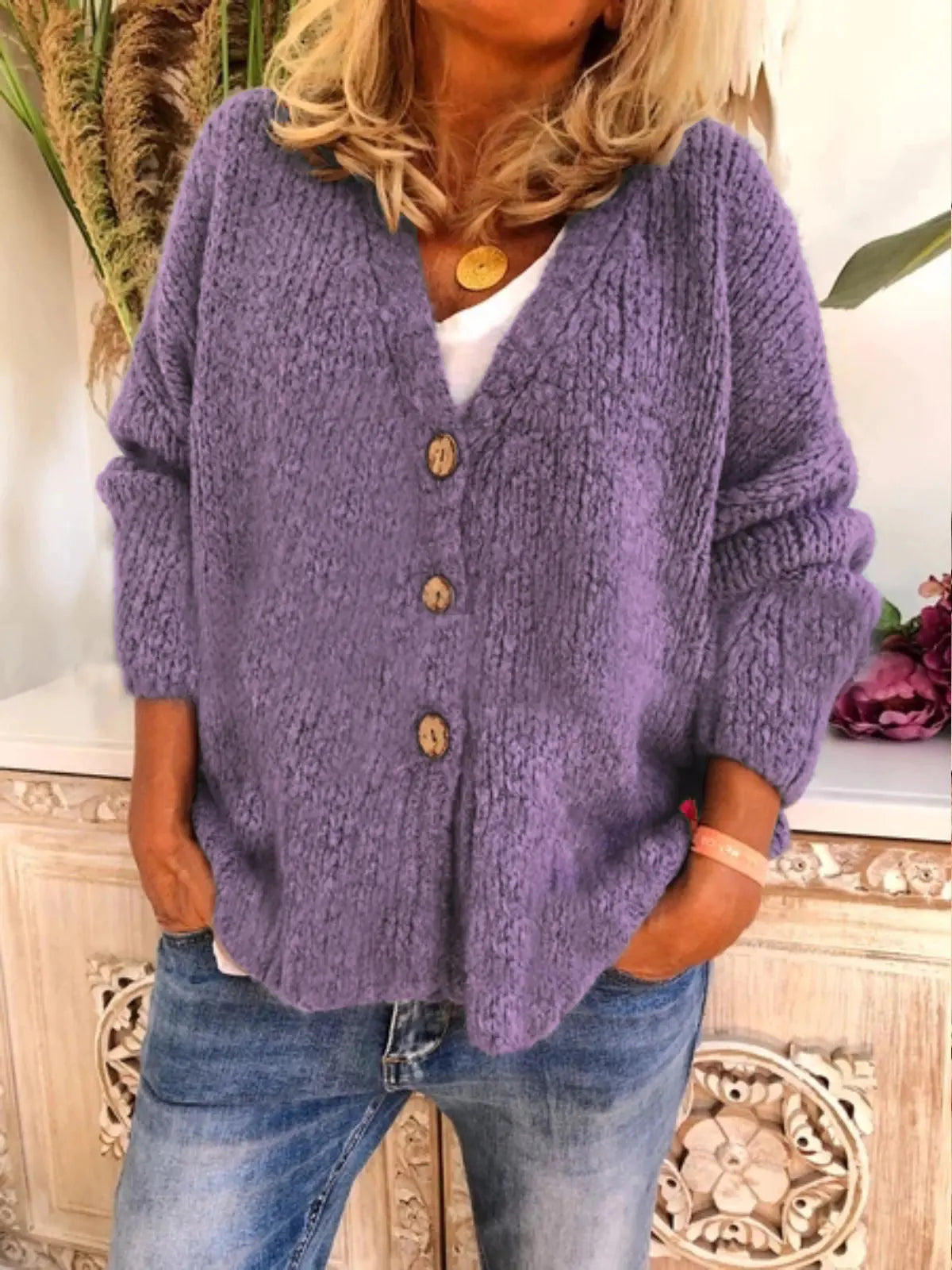 Women's Knit Cardigan Sweater for Fall and Winter