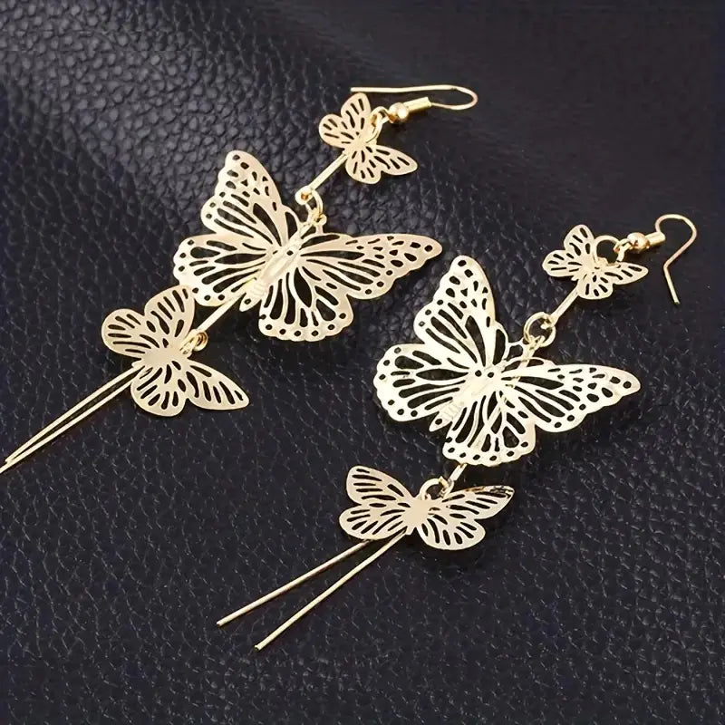 Elegant Butterfly Tassel Earrings - Trendy Long Studs