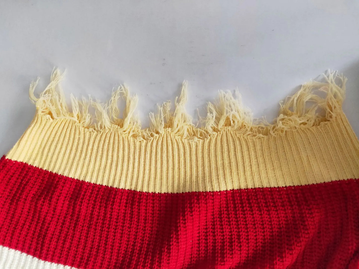 V-Neck Rainbow Striped Loose Knit Sweater for Women