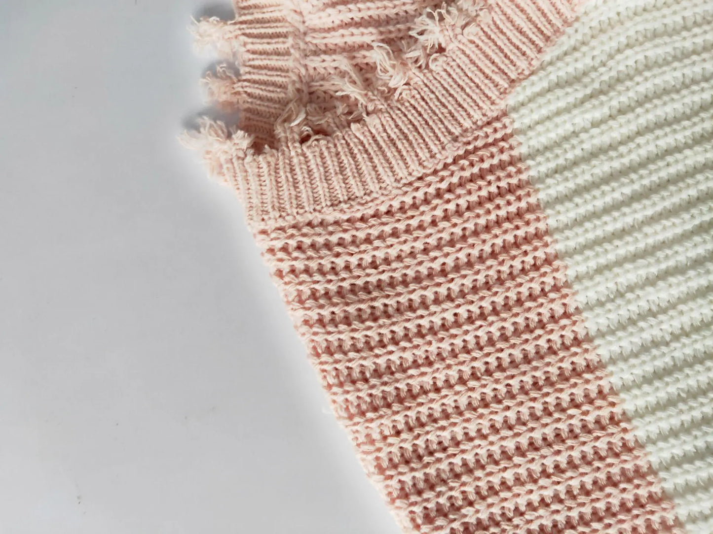 V-Neck Rainbow Striped Loose Knit Sweater for Women