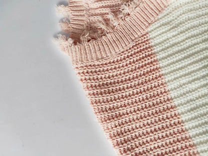 V-Neck Rainbow Striped Loose Knit Sweater for Women