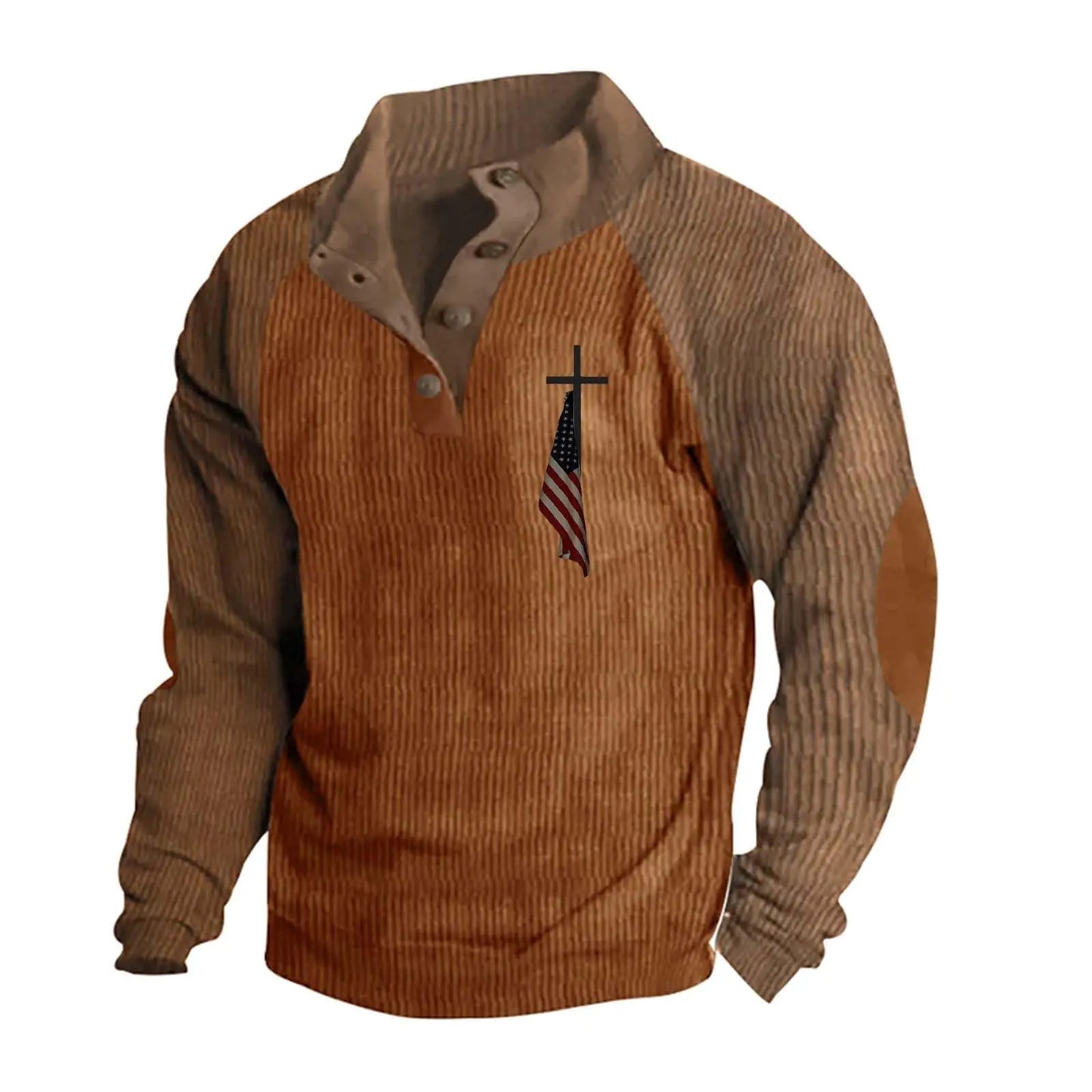 Mens Sweatshirt Vintage American Flag Cross Shirt Christian Patriotic Retro Tops Mens Long Sleeve Christian Clothing ZHIXU1203035