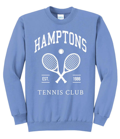 Adult Hamptons Mens Tennis Club Relaxed Sweatshirt Vintage Lightweight Tennis Sweatshirt Preppy Sweatshirt (Mens Medium Columbia Blue)