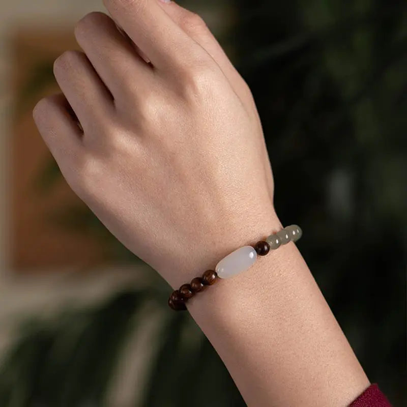 Nanmu Hand String Hetian Jade Bracelet for All