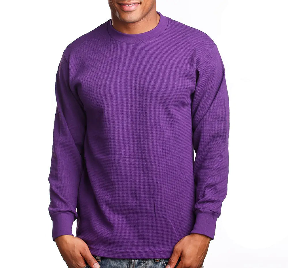 Mens Casual Long Sleeve Thermal 3XL Purple