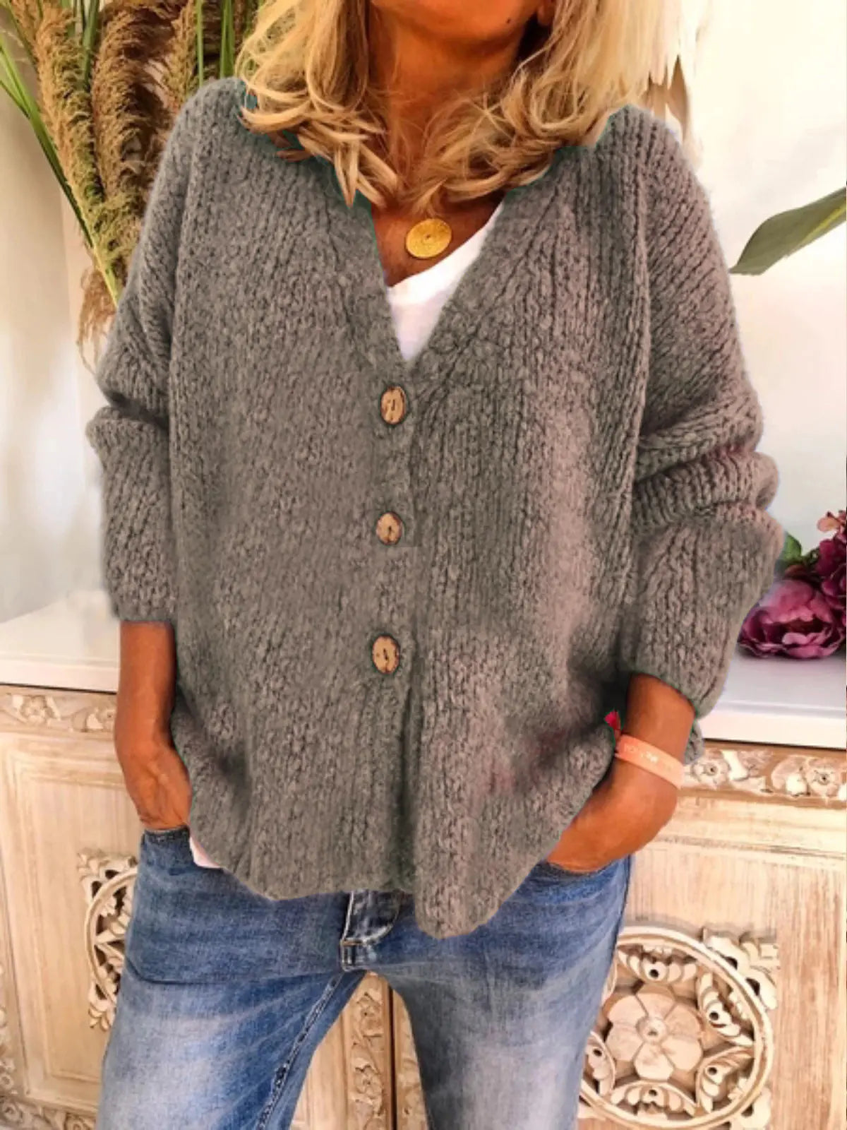 Women's Knit Cardigan Sweater for Fall and Winter