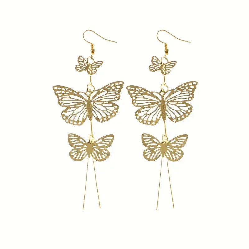 Elegant Butterfly Tassel Earrings - Trendy Long Studs