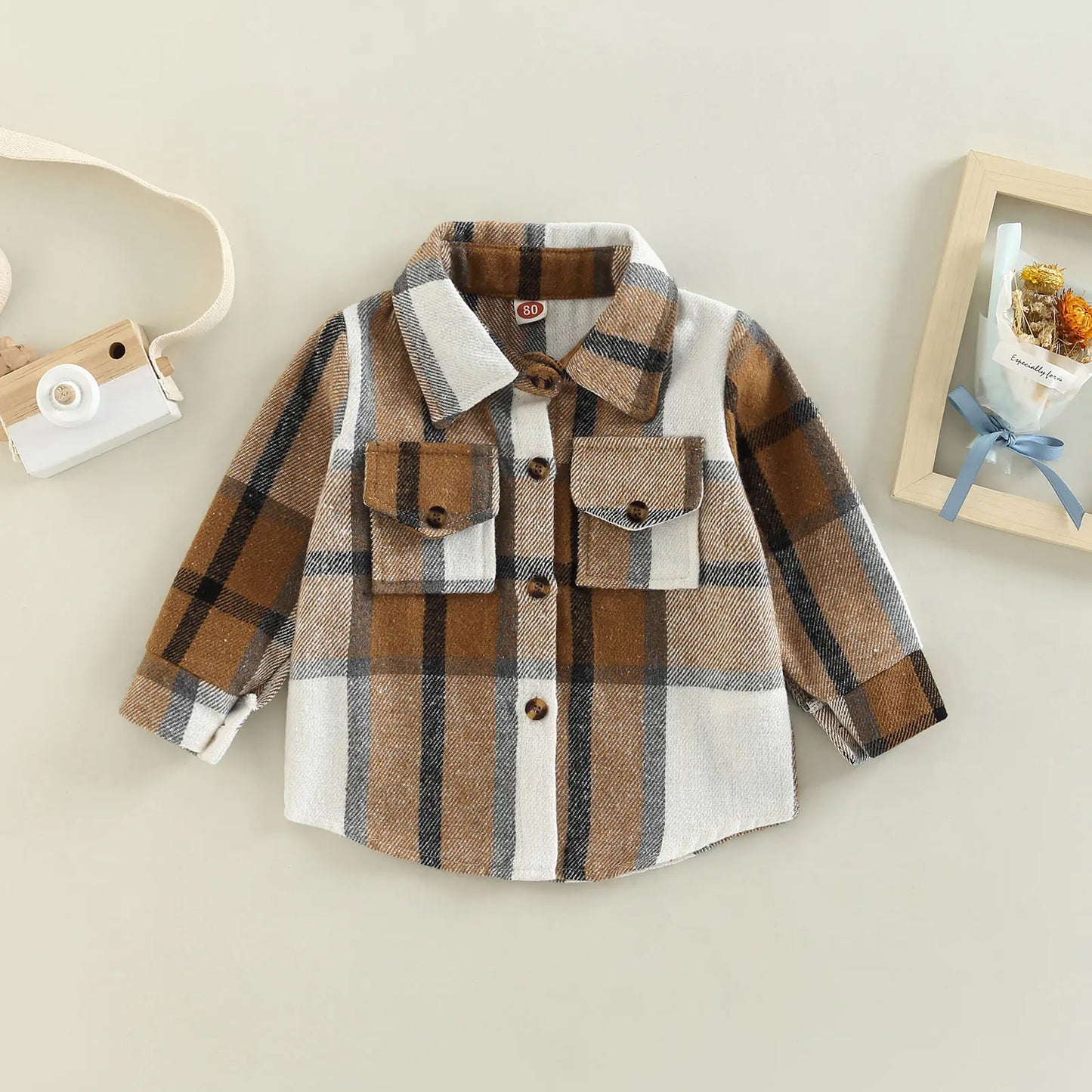 Plaid Shirt Jacket for Baby Girls - Long Sleeve Cardigan