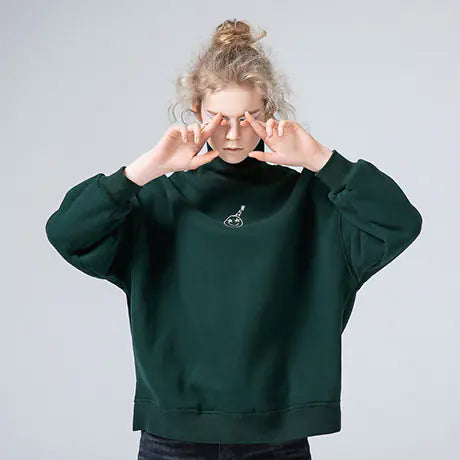 Retro Cartoon Embroidery Turtleneck Sweater Top