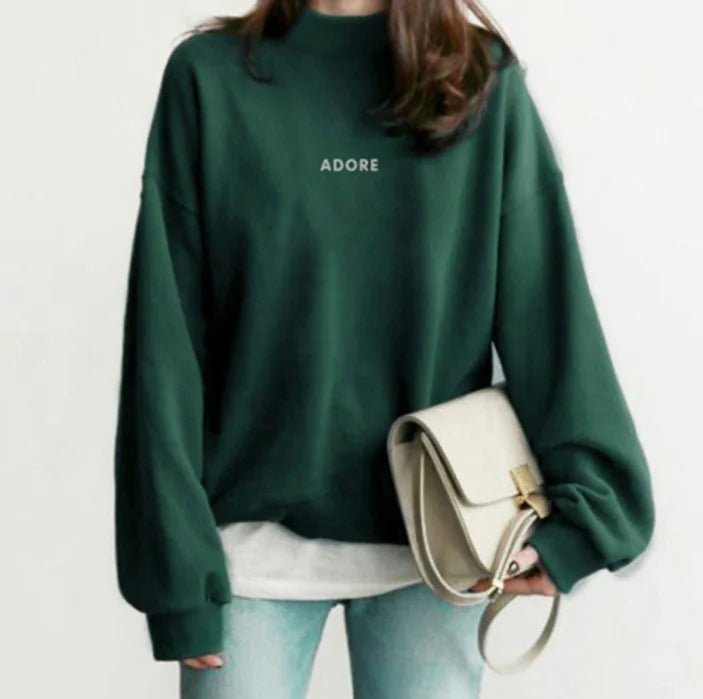 Retro Cartoon Embroidery Turtleneck Sweater Top